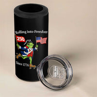 Funny Patriotic Frog 4 in 1 Can Cooler Tumbler Rolling Into 250 Years Of Liberty