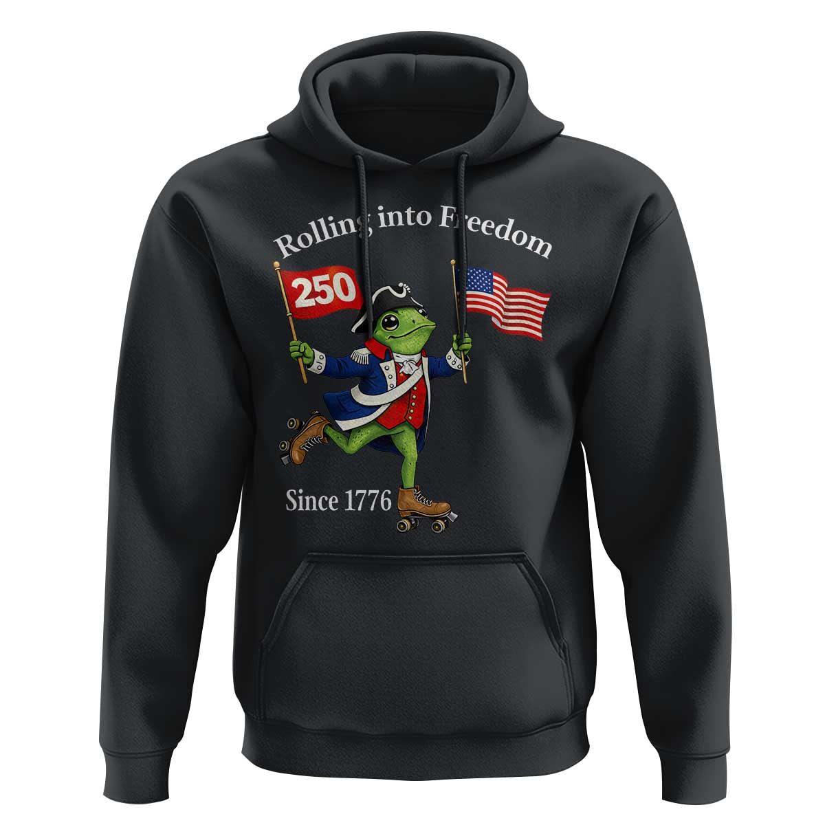 Funny Patriotic Frog Hoodie Rolling Into 250 Years Of Liberty