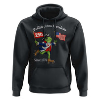 Funny Patriotic Frog Hoodie Rolling Into 250 Years Of Liberty