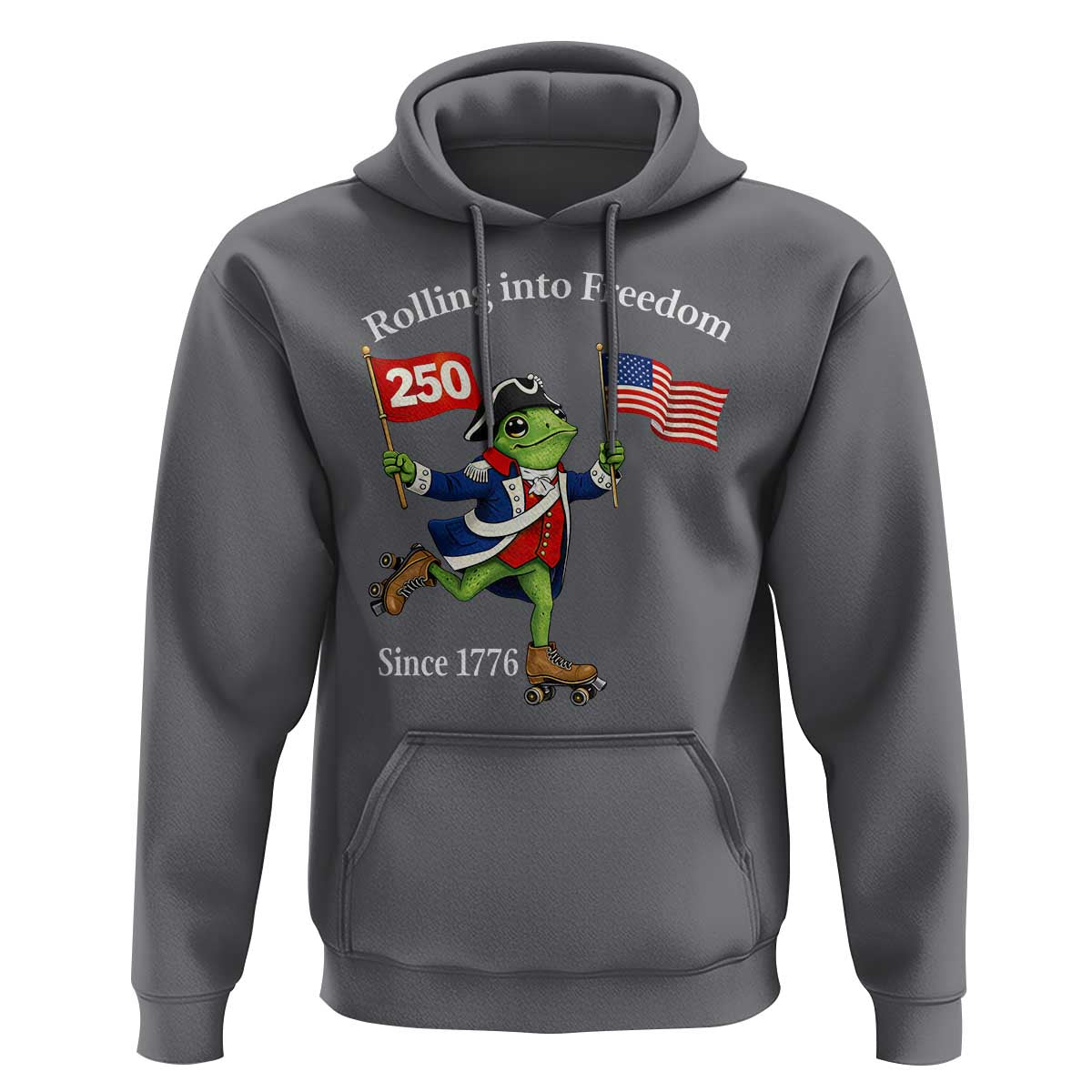 Funny Patriotic Frog Hoodie Rolling Into 250 Years Of Liberty