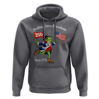 Funny Patriotic Frog Hoodie Rolling Into 250 Years Of Liberty