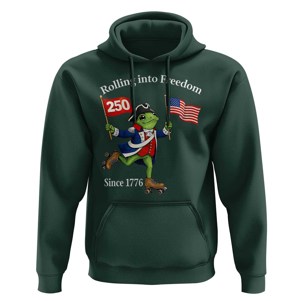 Funny Patriotic Frog Hoodie Rolling Into 250 Years Of Liberty