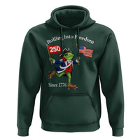Funny Patriotic Frog Hoodie Rolling Into 250 Years Of Liberty