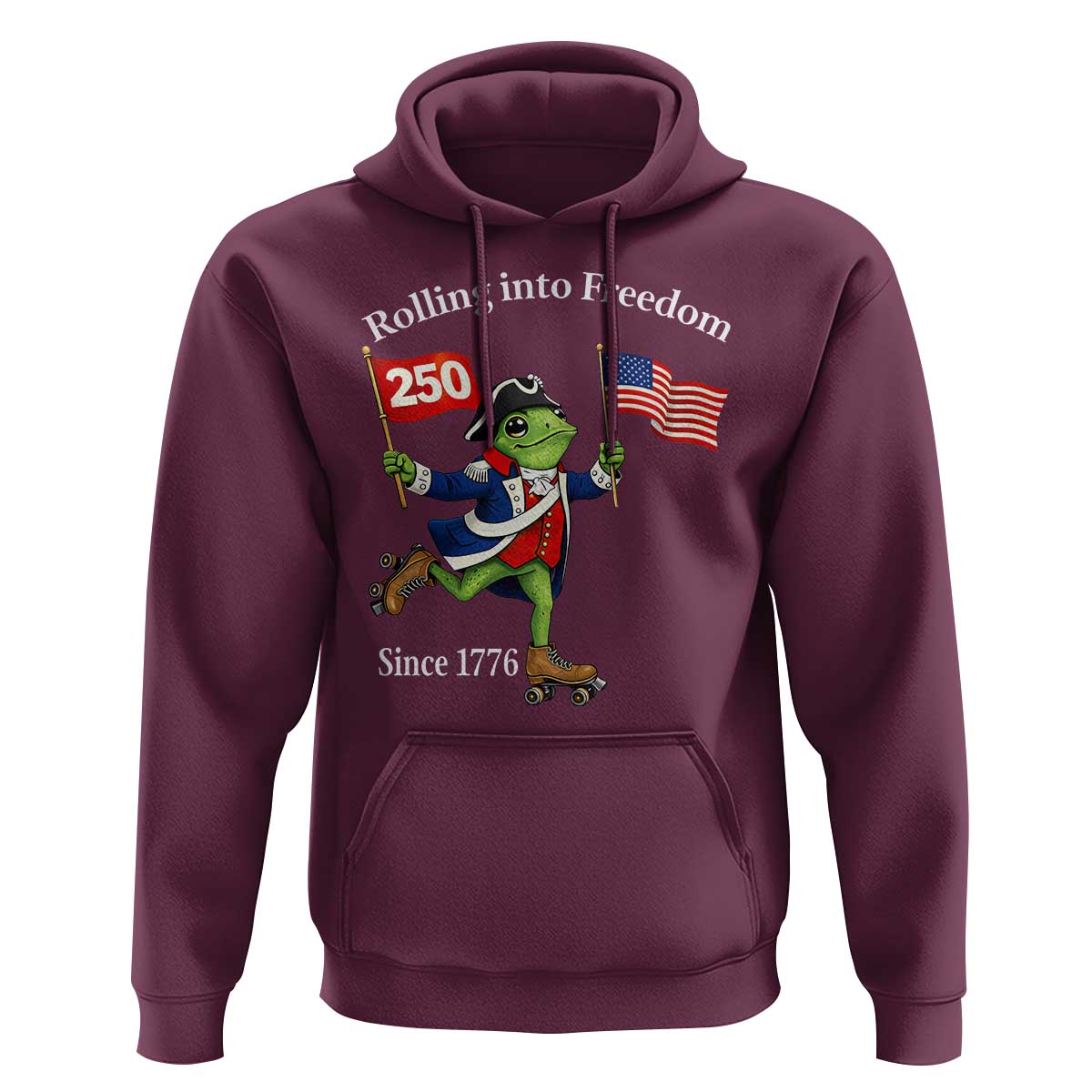 Funny Patriotic Frog Hoodie Rolling Into 250 Years Of Liberty