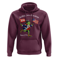 Funny Patriotic Frog Hoodie Rolling Into 250 Years Of Liberty
