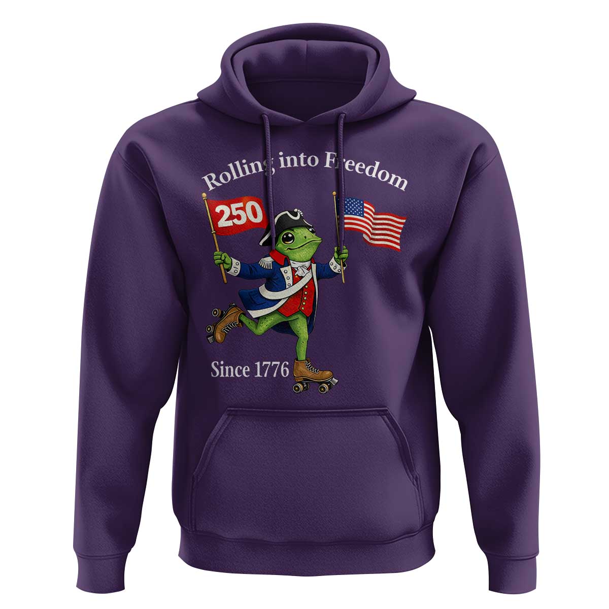 Funny Patriotic Frog Hoodie Rolling Into 250 Years Of Liberty