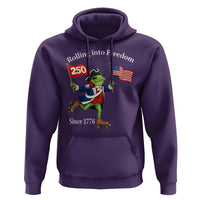 Funny Patriotic Frog Hoodie Rolling Into 250 Years Of Liberty