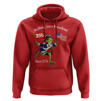 Funny Patriotic Frog Hoodie Rolling Into 250 Years Of Liberty