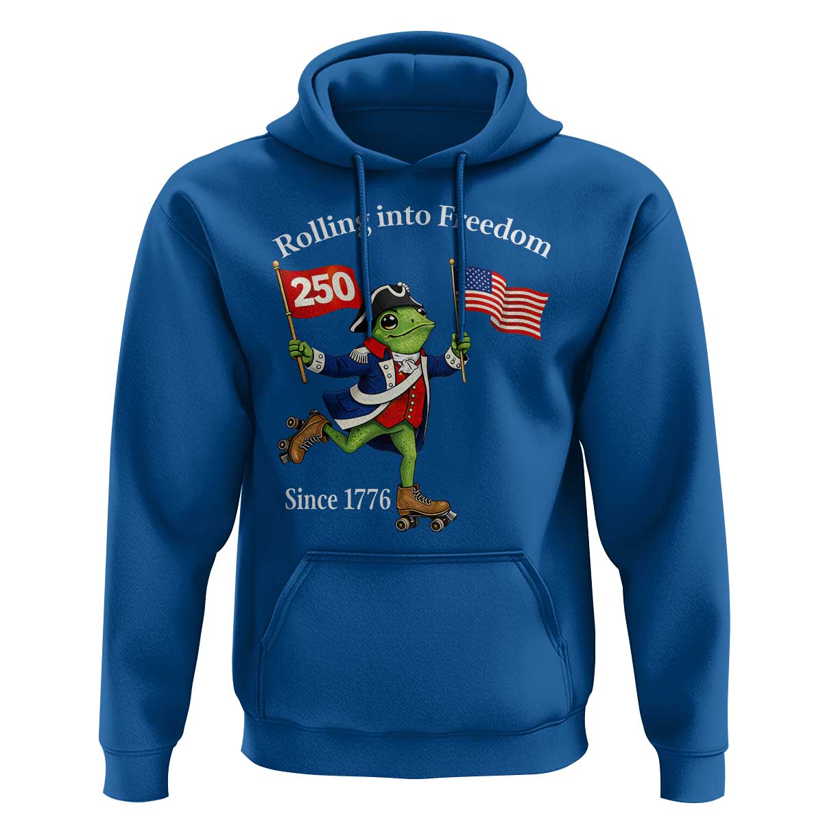 Funny Patriotic Frog Hoodie Rolling Into 250 Years Of Liberty