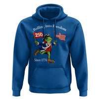 Funny Patriotic Frog Hoodie Rolling Into 250 Years Of Liberty