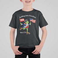 Funny Patriotic Frog T Shirt For Kid Rolling Into 250 Years Of Liberty