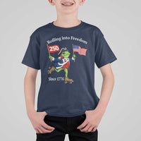 Funny Patriotic Frog T Shirt For Kid Rolling Into 250 Years Of Liberty