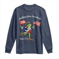 Funny Patriotic Frog Long Sleeve Shirt Rolling Into 250 Years Of Liberty