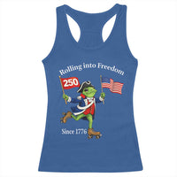 Funny Patriotic Frog Racerback Tank Top Rolling Into 250 Years Of Liberty