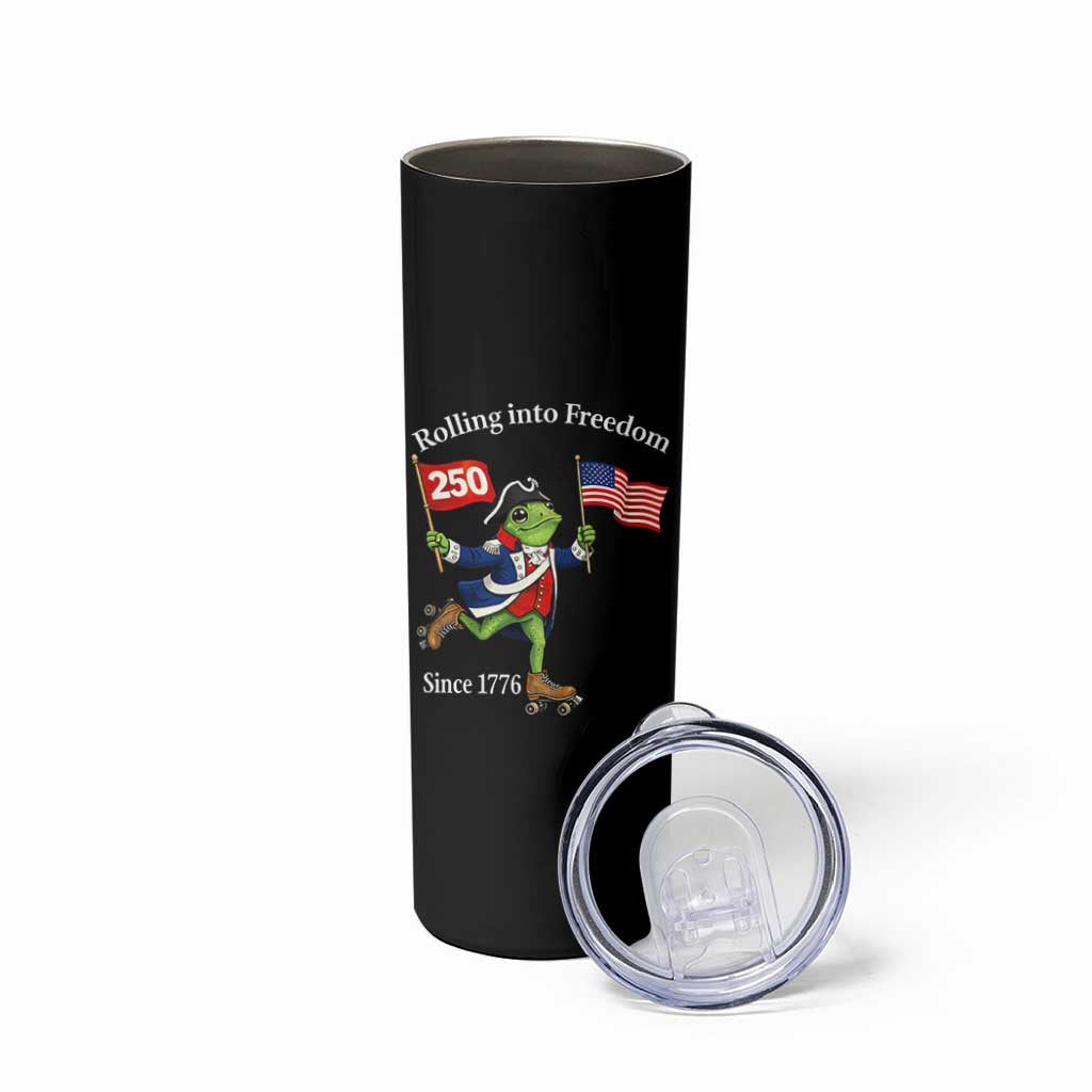 Funny Patriotic Frog Skinny Tumbler Rolling Into 250 Years Of Liberty