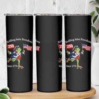 Funny Patriotic Frog Skinny Tumbler Rolling Into 250 Years Of Liberty