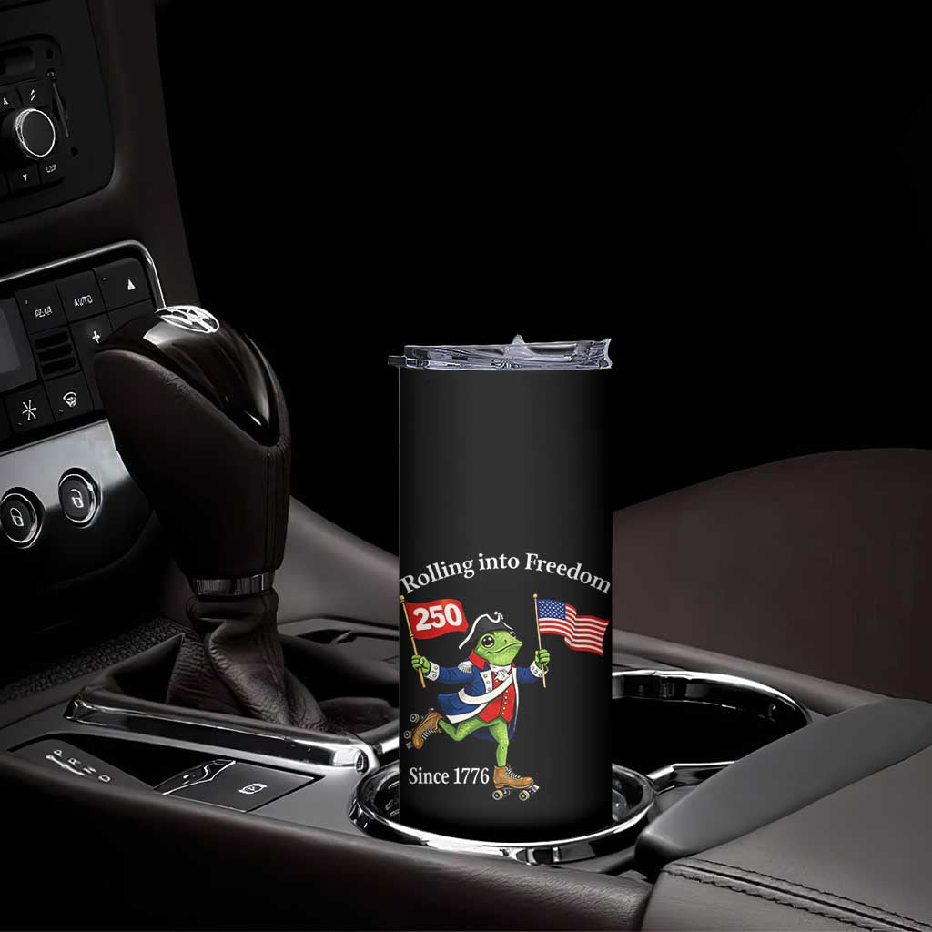 Funny Patriotic Frog Skinny Tumbler Rolling Into 250 Years Of Liberty