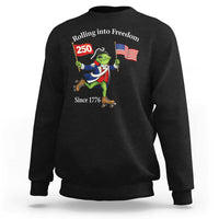 Funny Patriotic Frog Sweatshirt Rolling Into 250 Years Of Liberty