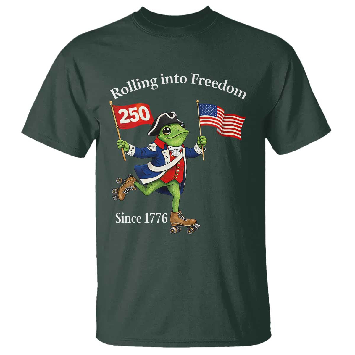 Funny Patriotic Frog T Shirt Rolling Into 250 Years Of Liberty
