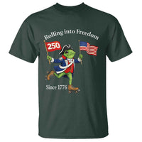 Funny Patriotic Frog T Shirt Rolling Into 250 Years Of Liberty