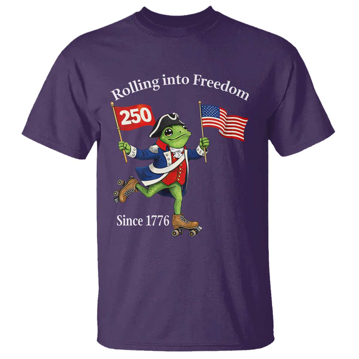 Funny Patriotic Frog T Shirt Rolling Into 250 Years Of Liberty