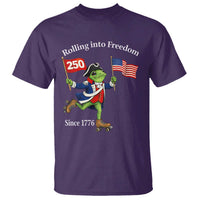 Funny Patriotic Frog T Shirt Rolling Into 250 Years Of Liberty