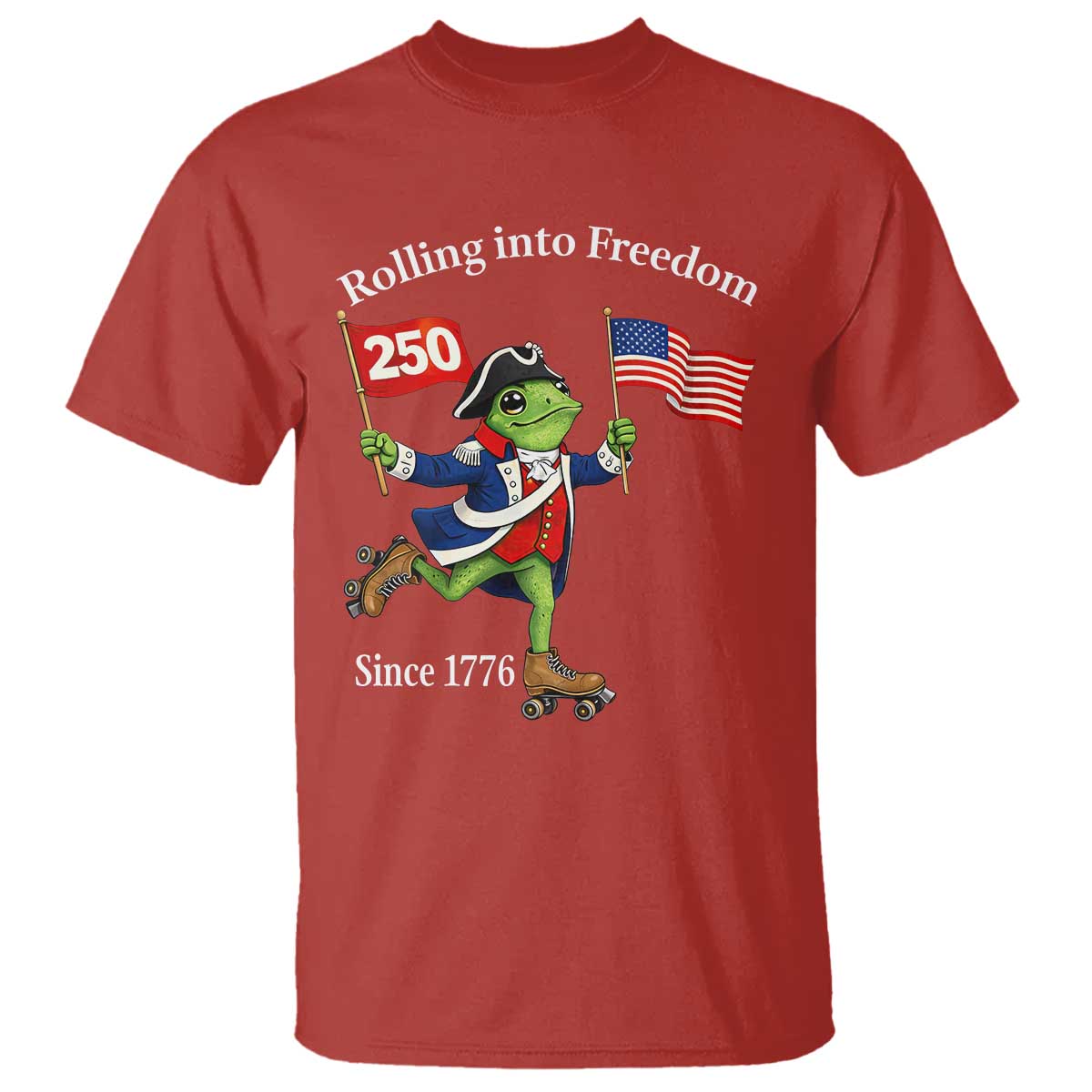 Funny Patriotic Frog T Shirt Rolling Into 250 Years Of Liberty