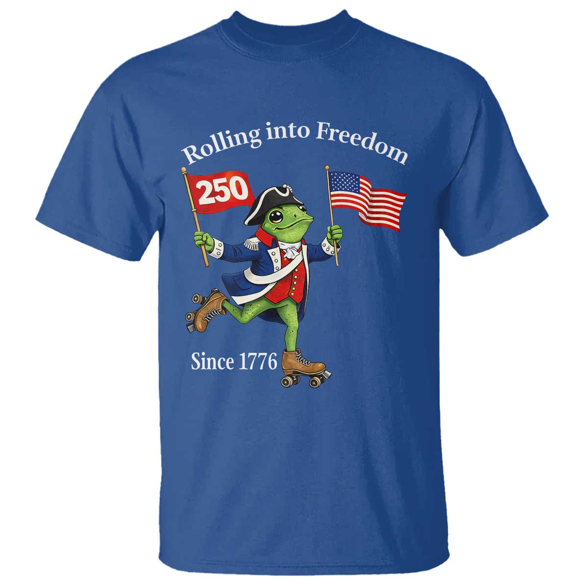 Funny Patriotic Frog T Shirt Rolling Into 250 Years Of Liberty