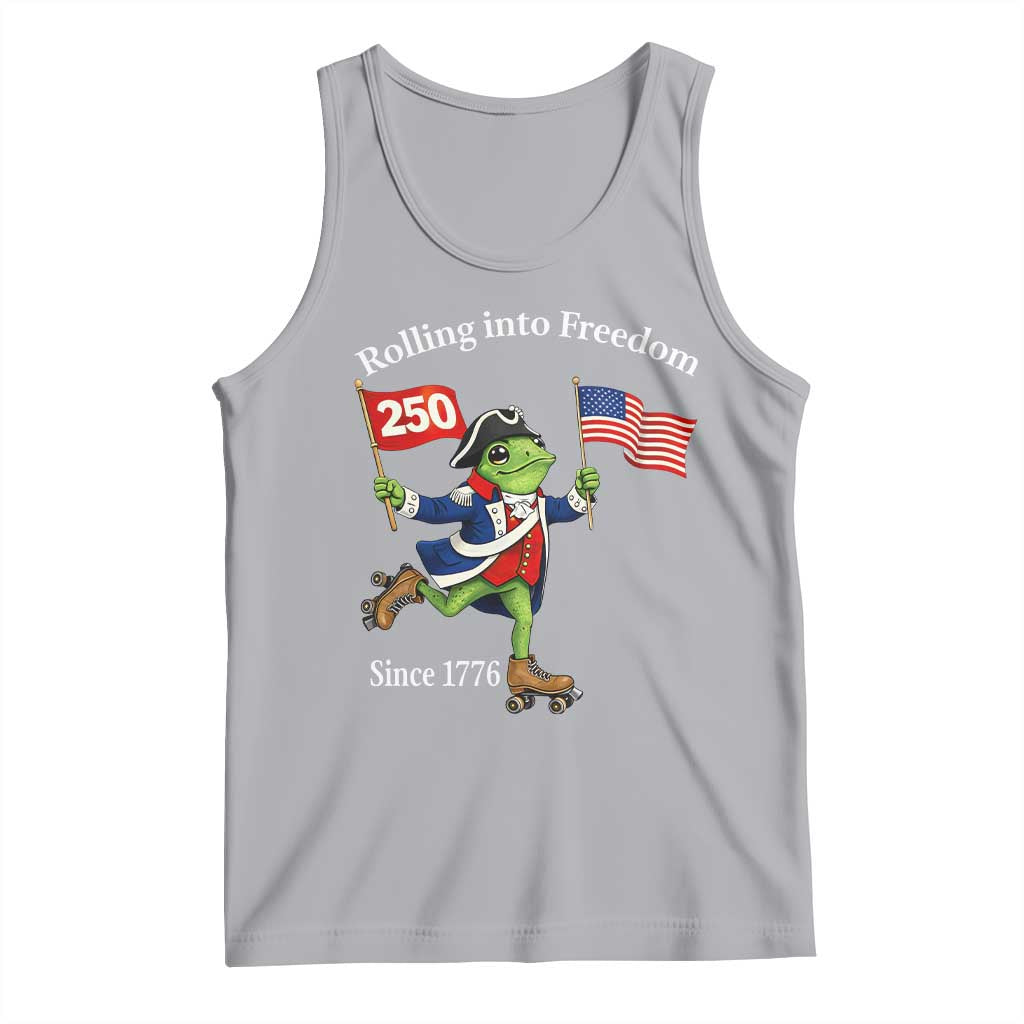Funny Patriotic Frog Tank Top Rolling Into 250 Years Of Liberty