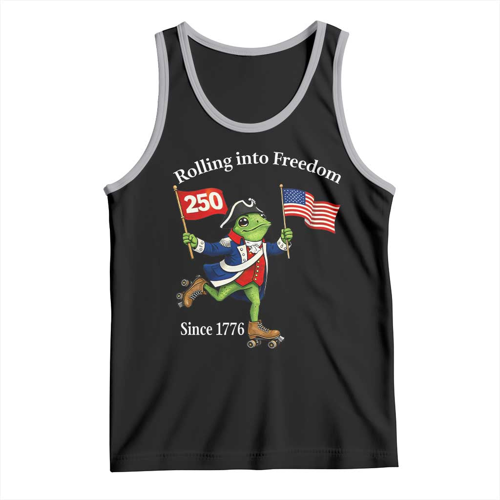 Funny Patriotic Frog Tank Top Rolling Into 250 Years Of Liberty