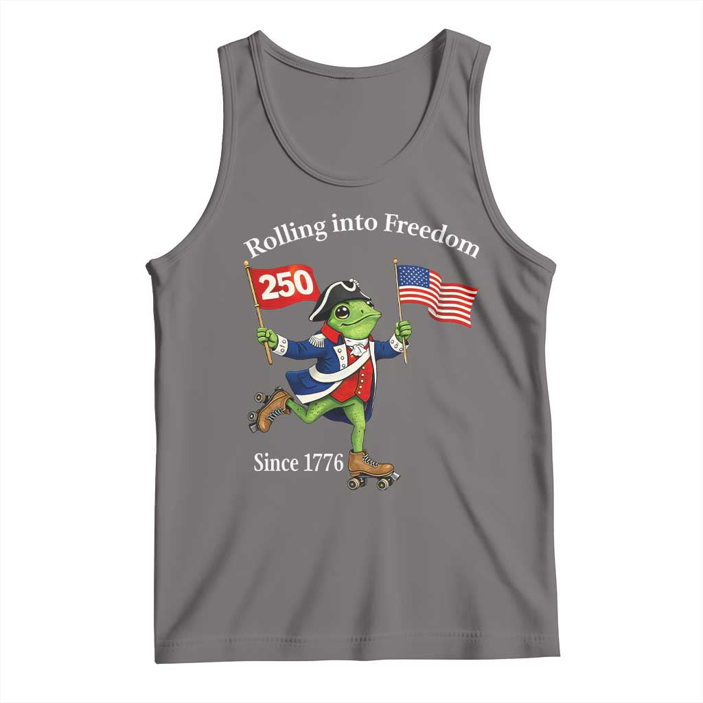 Funny Patriotic Frog Tank Top Rolling Into 250 Years Of Liberty