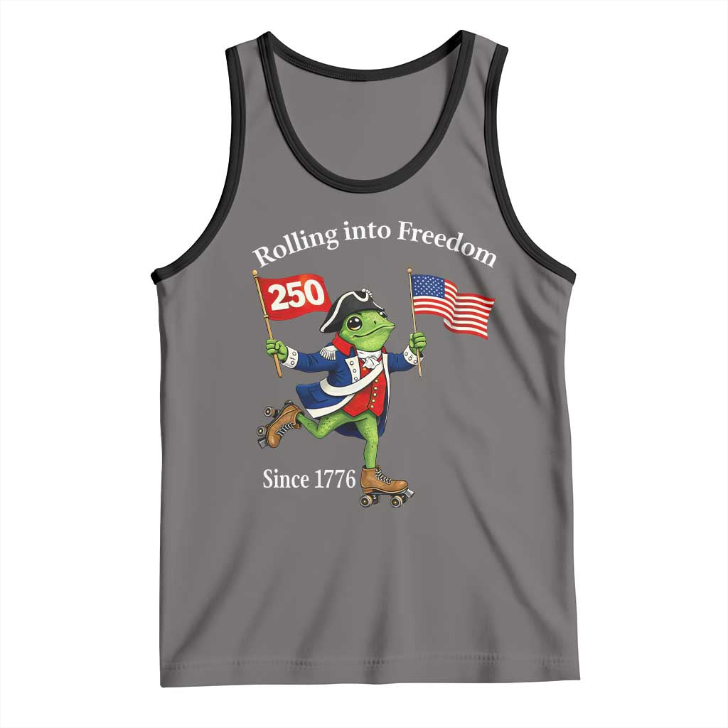 Funny Patriotic Frog Tank Top Rolling Into 250 Years Of Liberty