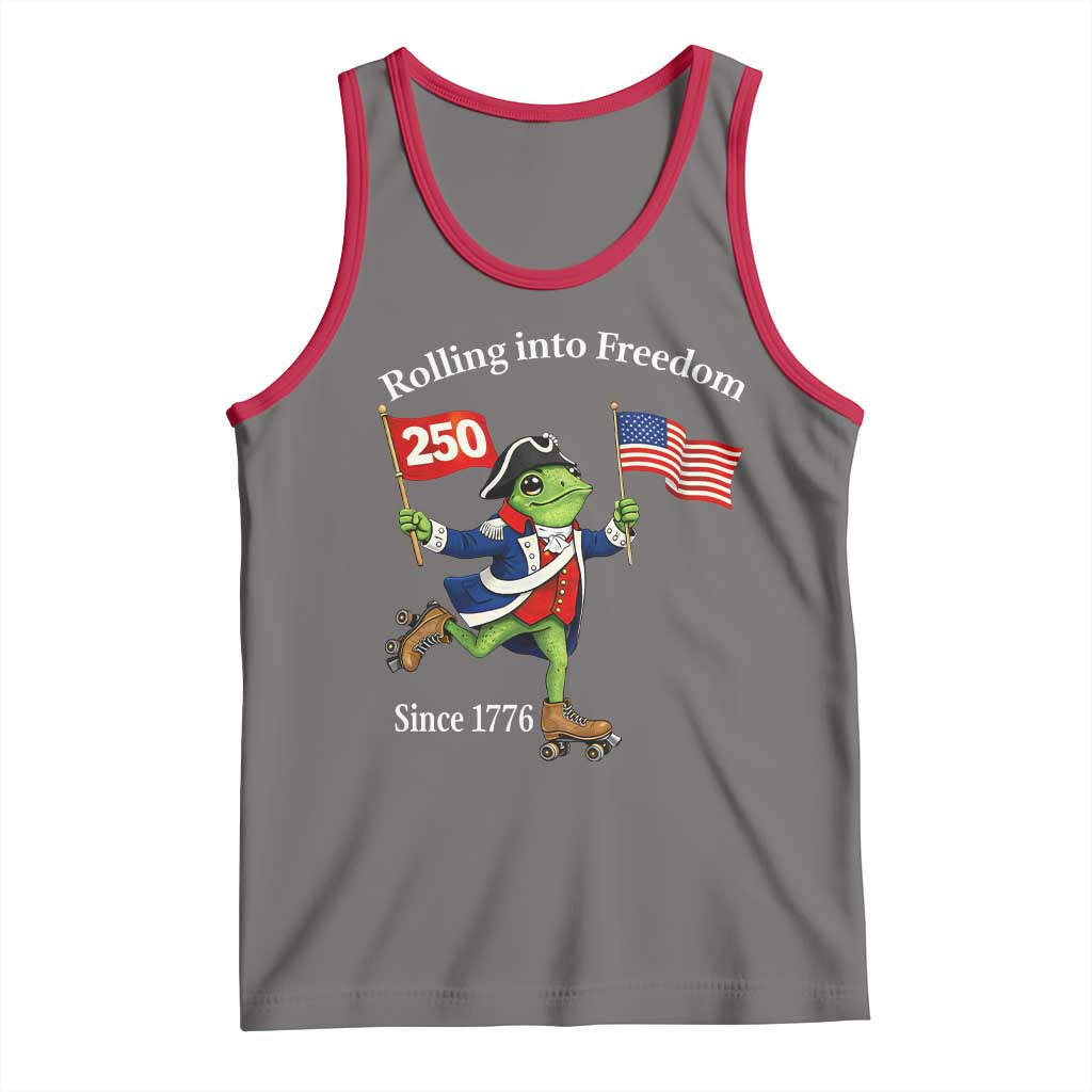 Funny Patriotic Frog Tank Top Rolling Into 250 Years Of Liberty
