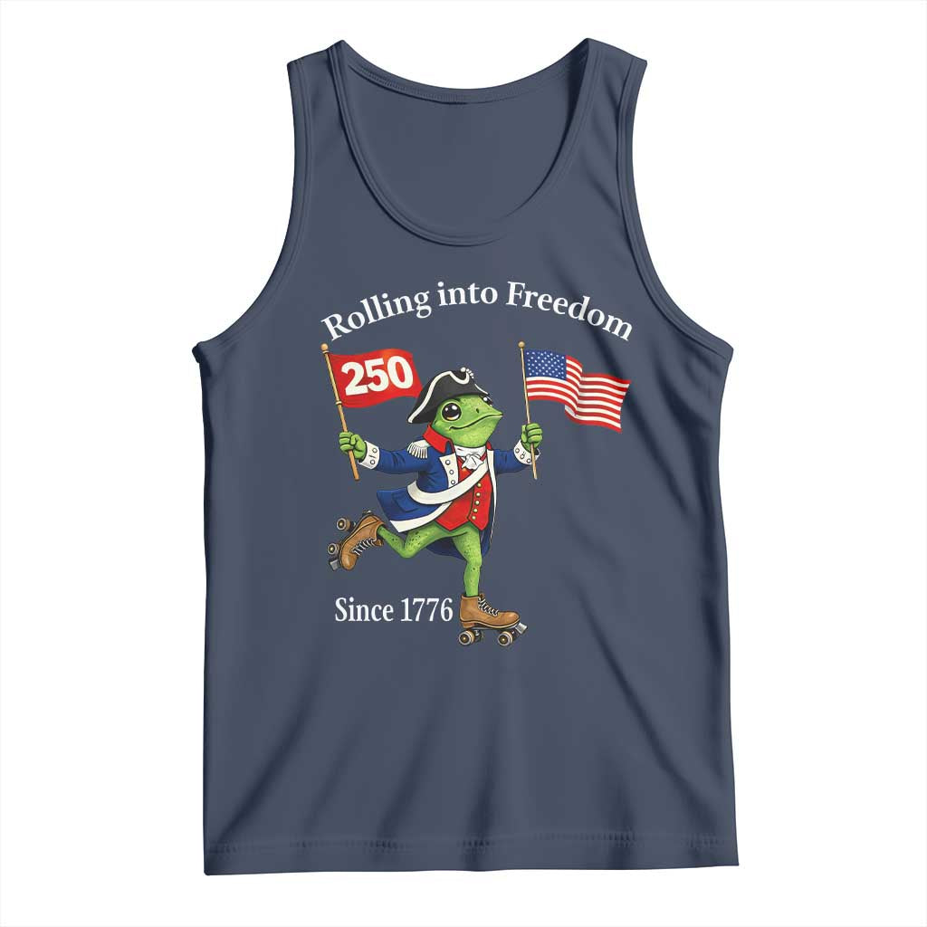 Funny Patriotic Frog Tank Top Rolling Into 250 Years Of Liberty