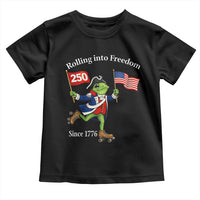 Funny Patriotic Frog Toddler T Shirt Rolling Into 250 Years Of Liberty