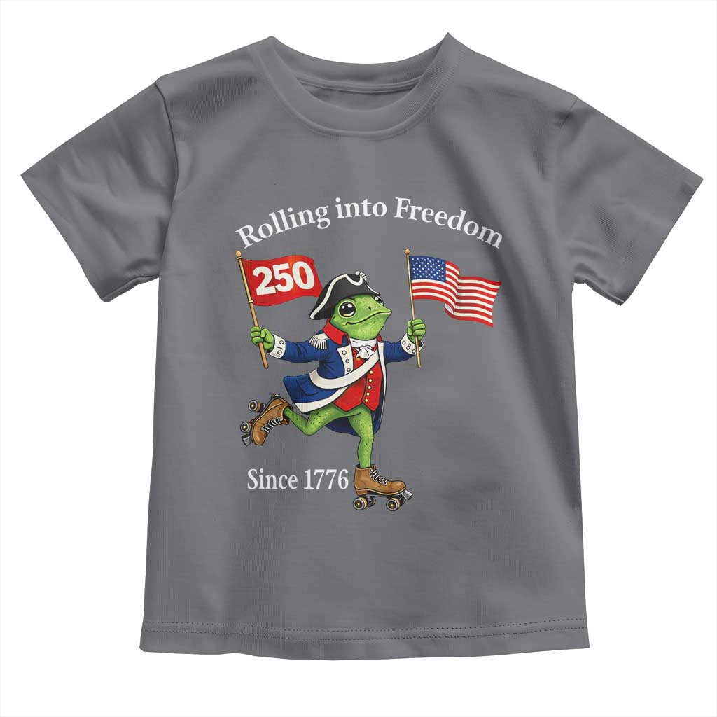 Funny Patriotic Frog Toddler T Shirt Rolling Into 250 Years Of Liberty