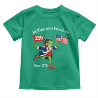 Funny Patriotic Frog Toddler T Shirt Rolling Into 250 Years Of Liberty