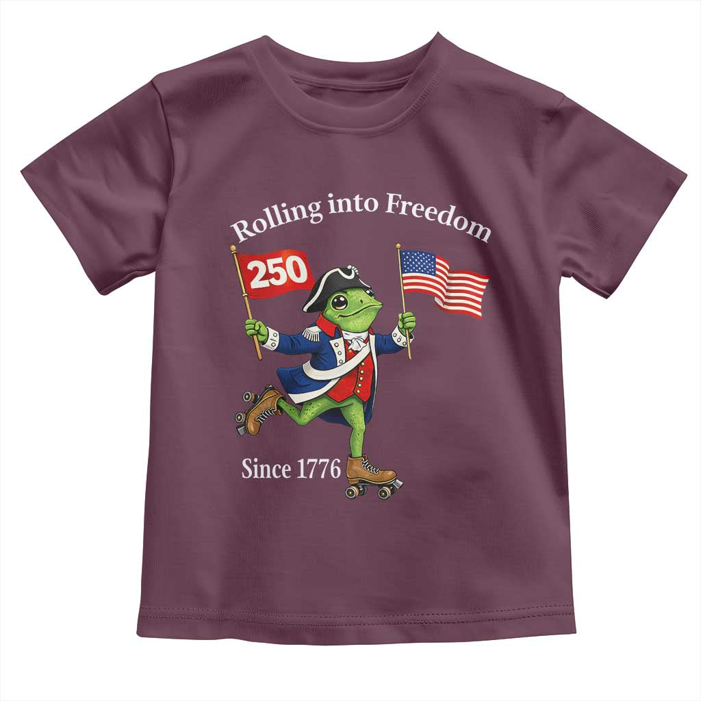 Funny Patriotic Frog Toddler T Shirt Rolling Into 250 Years Of Liberty