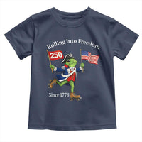 Funny Patriotic Frog Toddler T Shirt Rolling Into 250 Years Of Liberty