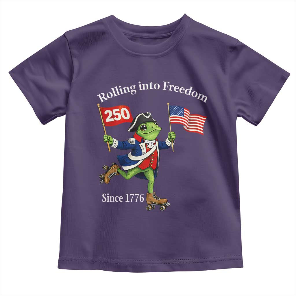 Funny Patriotic Frog Toddler T Shirt Rolling Into 250 Years Of Liberty