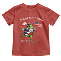 Funny Patriotic Frog Toddler T Shirt Rolling Into 250 Years Of Liberty