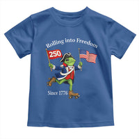 Funny Patriotic Frog Toddler T Shirt Rolling Into 250 Years Of Liberty
