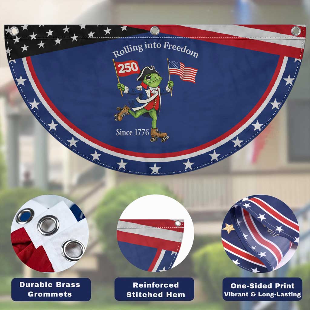 Funny Frog Patriotic Fan Flag Rolling Into 250 Years Of Liberty