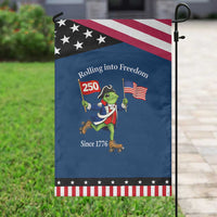 Funny Patriotic Frog Garden Flag Rolling Into 250 Years Of Liberty