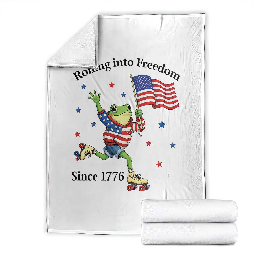 Funny Patriotic Frog Throw Blanket Rolling Into Freedom Since 1776