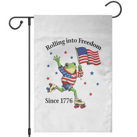 Funny Patriotic Frog Garden Flag Rolling Into Freedom Since 1776