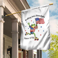 Funny Patriotic Frog Garden Flag Rolling Into Freedom Since 1776
