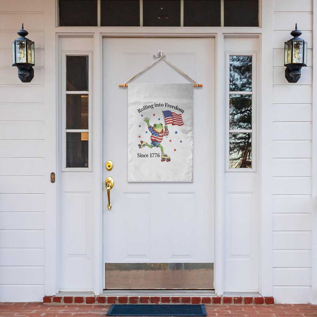 Funny Patriotic Frog Garden Flag Rolling Into Freedom Since 1776