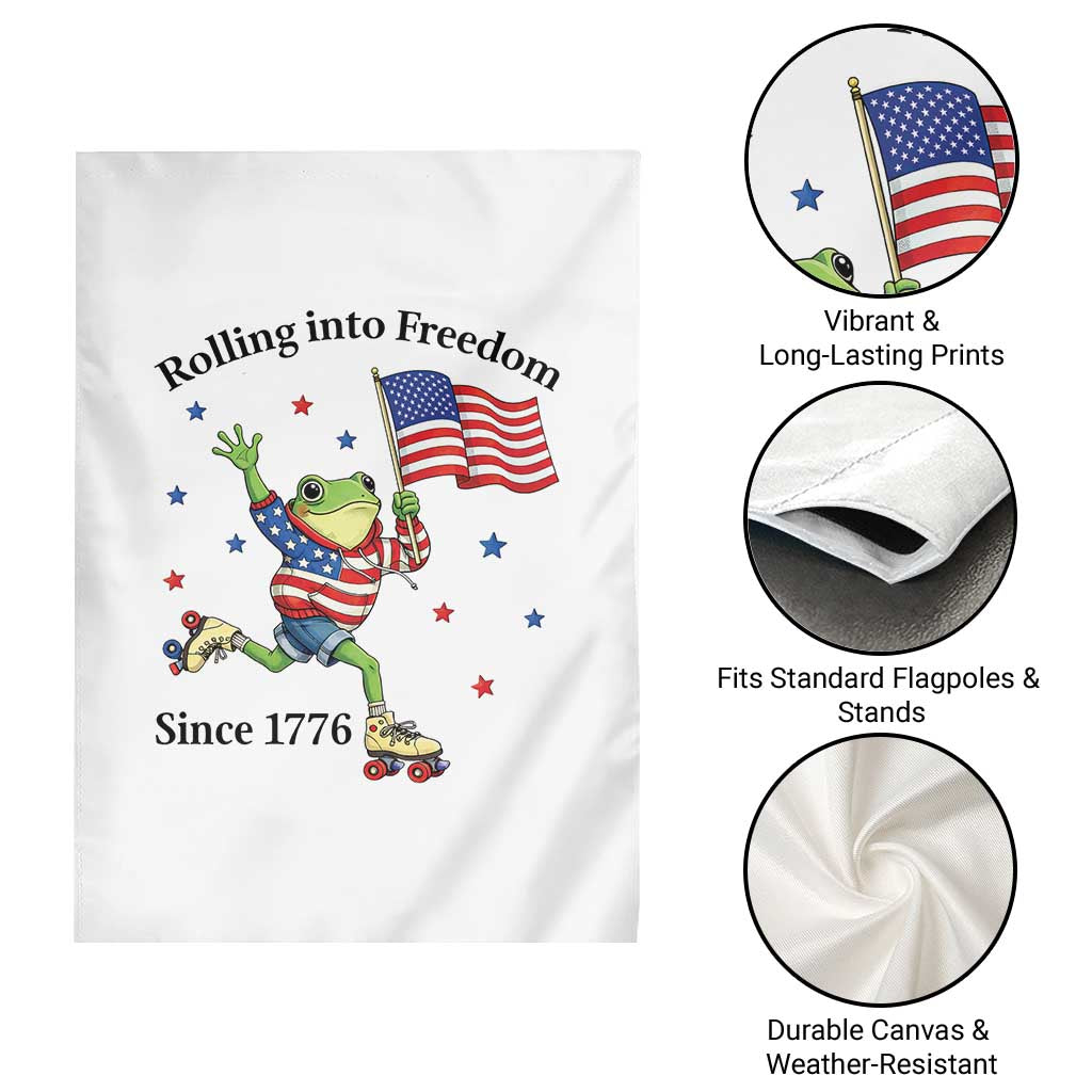 Funny Patriotic Frog Garden Flag Rolling Into Freedom Since 1776