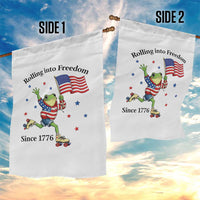 Funny Patriotic Frog Garden Flag Rolling Into Freedom Since 1776